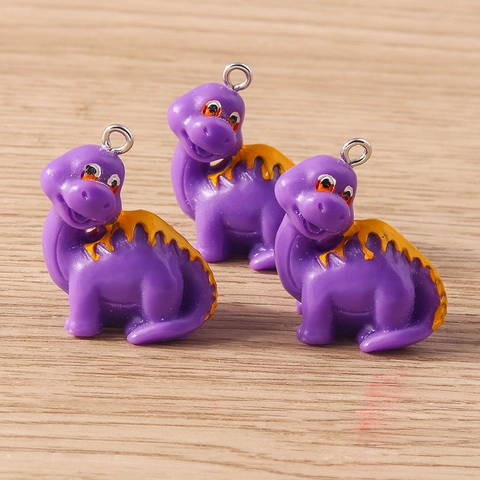 Cartoon Dinosaur Charms Resin Animal Pendants For DIY Jewelry Making Keychain Accessories Cute Mini Dino Figures Mixed Colors