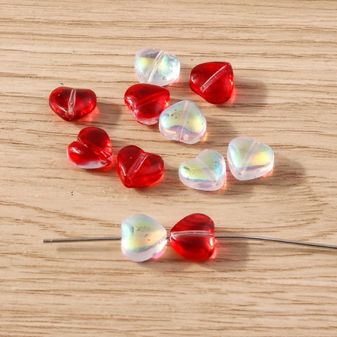 Heart Shape Plastic Resin Beads DIY Jewelry Making Accessories For Handcraft Iridescent Lacquered Heart Beads