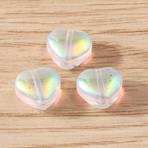 Heart Shape Plastic Resin Beads DIY Jewelry Making Accessories For Handcraft Iridescent Lacquered Heart Beads