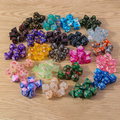 Polyhedral Dice Set Resin Multi Sided Game Dice DND TRPG Accessory Unique Marble Texture Glitter Tabletop Role Playing Games
