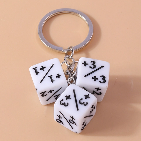 Creative Dice Keychain With 3Pcs Square Geometric Number Pendants Plastic Resin Game Counter Accessories For Men Women Gift