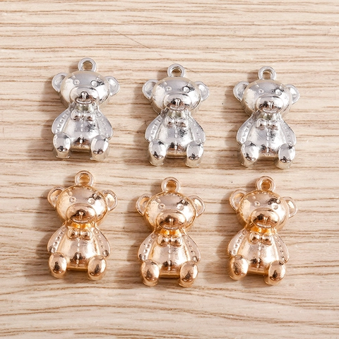 Pendentifs Ours en Peluche Dessin Animé en Alliage de Zinc avec Nœud Papillon pour Fabrication de Bijoux DIY Collier Bracelet