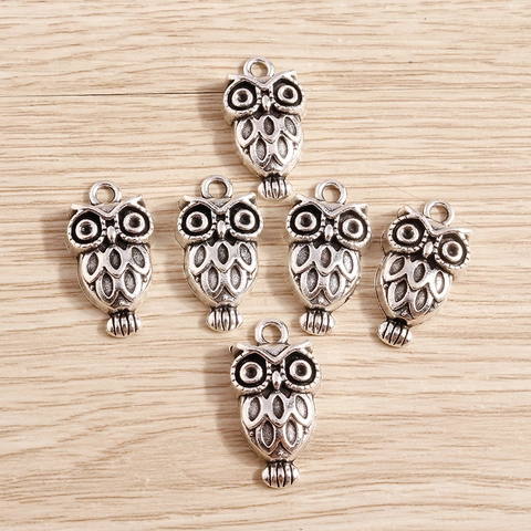 Vintage Antik Silber Eule Charms Zinklegierung Tier Anhänger Für DIY Schmuckherstellung Halskette Ohrring Zubehör