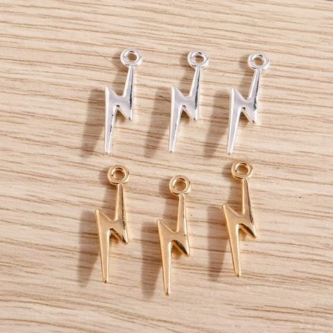 Alloy Electroplated Lightning Bolt Pendants DIY Jewelry Making Accessories Gold Silver Metal Charms For Necklace Bracelet