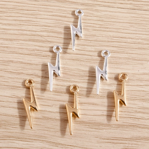 Alloy Electroplated Lightning Bolt Pendants DIY Jewelry Making Accessories Gold Silver Metal Charms For Necklace Bracelet