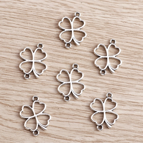 Zinc Alloy Electroplated Hollow Four Leaf Clover Pendants Connectors For DIY Bracelet Necklace Earring Jewelry Making Accessories