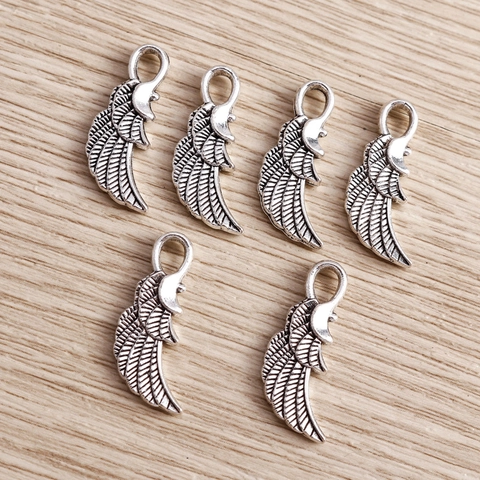 Ciondoli ad Ala in Lega di Zinco Argento Antico Vintage per Creazione Gioielli Fai da Te Pendenti Ali D'Angelo Accessori