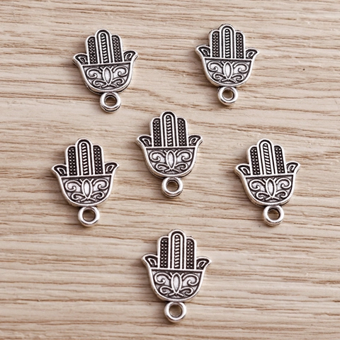 Ciondoli in Lega Vintage a Forma di Mano di Hamsa Argento Antico Charms per Gioielli Fai da Te Collane Portachiavi