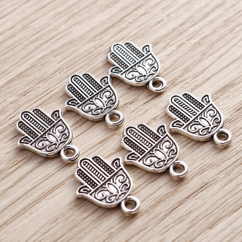 Ciondoli in Lega Vintage a Forma di Mano di Hamsa Argento Antico Charms per Gioielli Fai da Te Collane Portachiavi