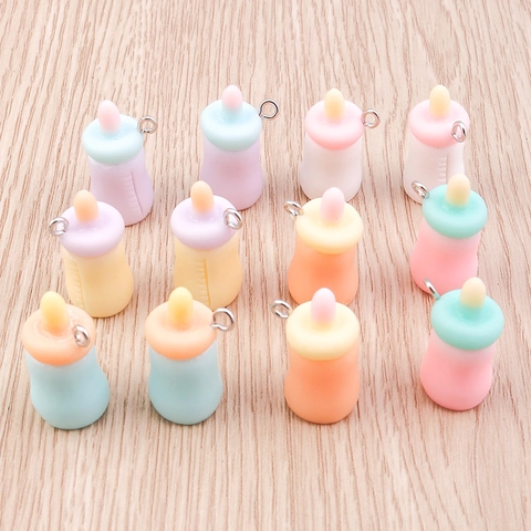 DIY Jewelry Making Resin Cute Baby Bottle Pendants Cartoon Food Play Charms For Keychain Necklaces Earring Handcrafted Materials