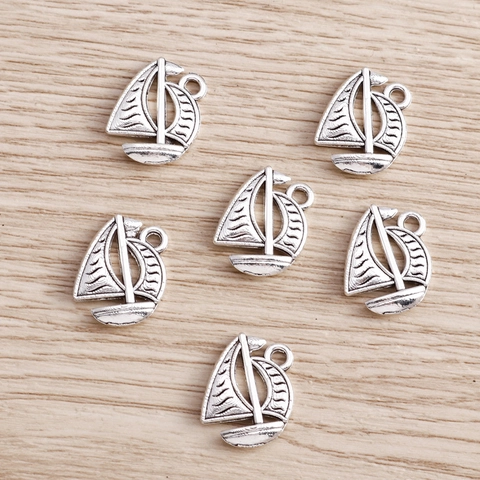 Vintage Legering Zeilboot Hangers Voor DIY Sieraden Maken Zilverkleurige Boot Vorm Charms Voor Ketting Armband Handgemaakt Accessoire