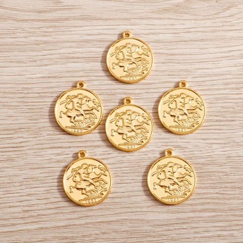 Pendants Monnaie Géométriques Vintage Alliage Galvanisé Relief Portrait Cheval Breloques Pour Fabrication Bijoux DIY