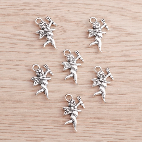 Ciondoli Angelo Cupido in Lega di Argento Antico per Gioielli Fai da Te Collane Charms Accessori per Artigianato