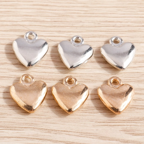 Polished Metal Heart Pendant DIY Jewelry Making Accessories For Necklace Bracelet Craft Minimalist Romantic Style Alloy Charms