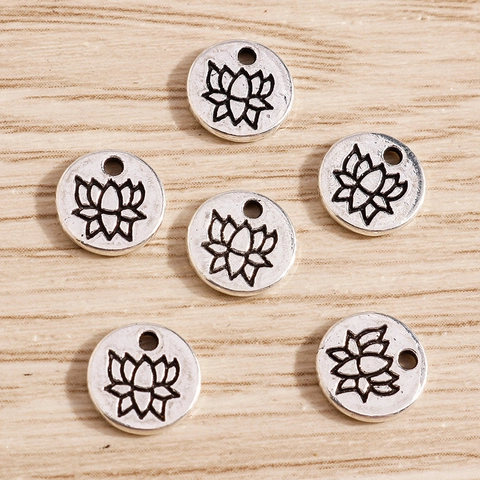 Vintage Legierung Lotus Blume Anhänger DIY Schmuck Herstellung Zubehör Silber Distressed Charms Für Halskette Armband