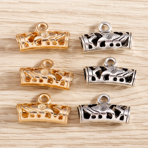 Vintage Alloy Hollow Elephant Sunflower Curved Tube Connector Bails For DIY Necklace Bracelet Jewelry Making Findings