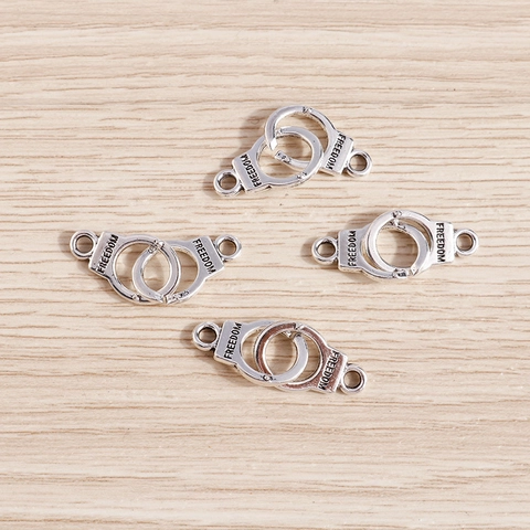 Antique Silver Zinc Alloy Handcuff Pendant With Freedom Letter Engraved For DIY Jewelry Making Necklaces Bracelets Accessories
