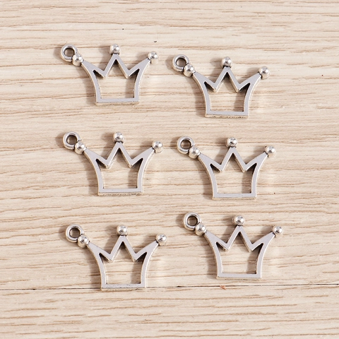 50Pcs Pack Alloy Crown Pendants Hollow Crown Charms Silver Plated DIY Jewelry Making Accessories For Necklace Bracelet Pendant
