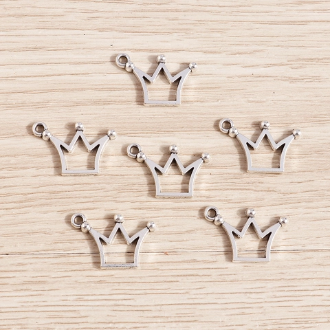 50Pcs Pack Alloy Crown Pendants Hollow Crown Charms Silver Plated DIY Jewelry Making Accessories For Necklace Bracelet Pendant