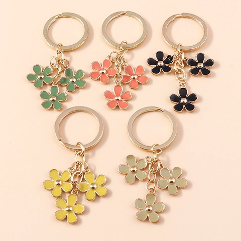 Porte-clés Fleur en Métal Style Pastoral Pendentifs Cerisier en Émail Décoration Suspendue pour Sac de Femme Fille Accessoire