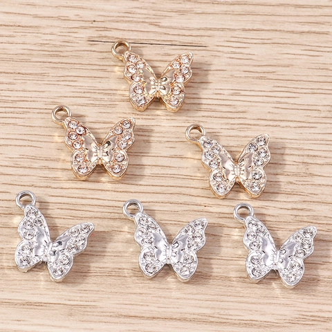 Ciondoli a Farfalla in Lega con Strass per Creazione Gioielli Fai-da-Te Oro Argento Farfalla Intarsiata Accessori Pendenti Donna