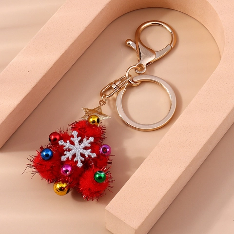 Weihnachtsbaum Plüsch Schlüsselanhänger Mit Glocke Schneeflocke Stern Anhänger Süßes Festliches Taschenzubehör Weihnachten Geschenk