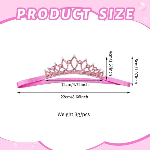 Kinder Strass Krone Stirnband Prinzessin Tiara Elastisches Haarband Künstliche Perle Kopfschmuck Für Kleinkinder Mädchen Geburtstag Party