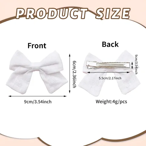 Handmade Cotton Linen Bow Hair Clip Sweet Solid Color Princess Alligator Clip Pastoral Style Kids Hair Accessory