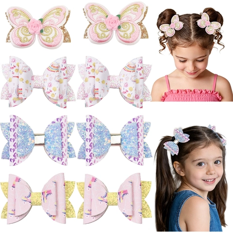 Glitzer Schleife Haarklammern Schmetterling Stickerei Haarnadeln Mit Krokodilklemmen Für Kleinkind Mädchen Süße Prinzessin Funkelnde Haarschmuck