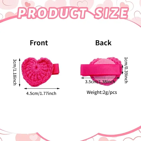 Handmade Crochet Milk Cotton Heart Hair Clip For Kids Sweet Heart Shaped Duckbill Clip Soft Yarn Fully Wrapped Hairpin