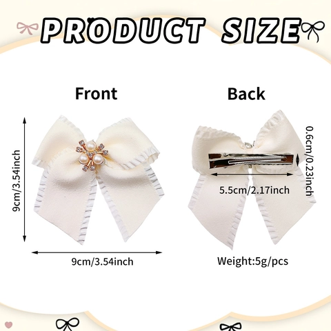 Pinzas para el Pelo con Lazo de Tela Dulce para Niñas con Perlas Artificiales de Imitación y Strass Elegantes Accesorios para el Pelo con Lazo de Borde de Encaje de Princesa
