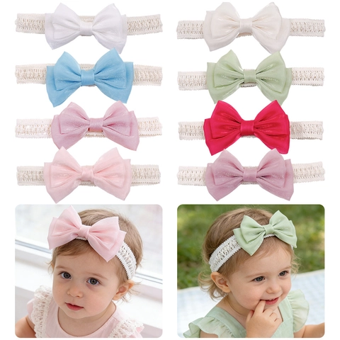 Diadema con Lazo Dulce para Bebé Niña Banda de Pelo de Encaje Elástico para Infantes y Niños Pequeños Accesorios de Tela