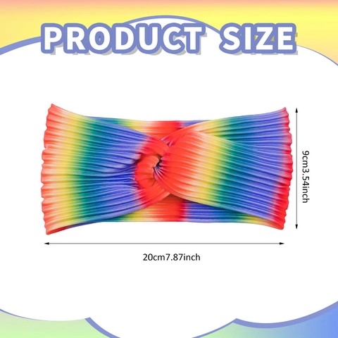 Rainbow Gradient Striped Twisted Headband Elastic Ribbed Hair Band For Kids Girls Face Washing Yoga Sweet Hair Accessory