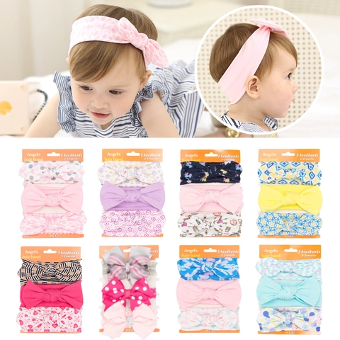 3-Teiliges Baby Schleife Stirnband Set Elastisches Stoff Säuglingshaarband Für Neugeborene Mädchen Florale Tierdruck Haarschmuck
