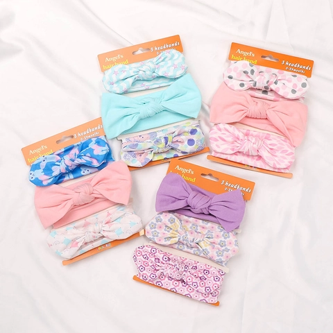 3-Teiliges Baby Schleife Stirnband Set Elastisches Stoff Säuglingshaarband Für Neugeborene Mädchen Florale Tierdruck Haarschmuck