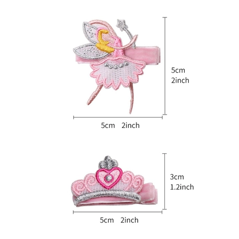 Pinces à Cheveux Couronne de Fée Brodées Roses pour Filles Épingles à Cheveux Princesse en Velours Doux Accessoires de Fête