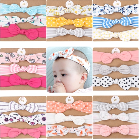Sweet Elastic Fabric Knotted Bow Baby Headband Set Infant Photography Flower Flamingo Animal Printed Toddler Hair Accessories