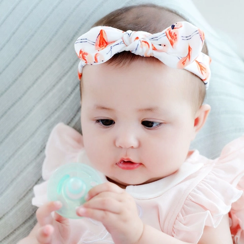 Sweet Elastic Fabric Knotted Bow Baby Headband Set Infant Photography Flower Flamingo Animal Printed Toddler Hair Accessories