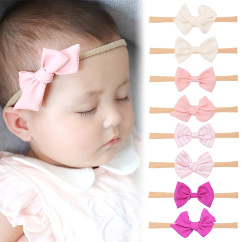 Fascia Per Capelli Neonata In Cotone E Lino Con Fiocco Elastico Morbido Nylon Senza Cuciture Per Servizio Fotografico Neonati