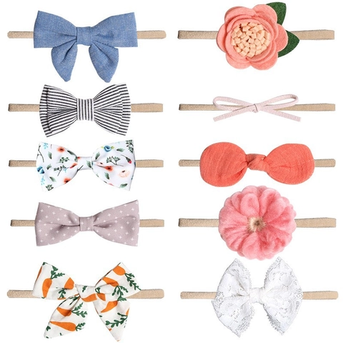 Soft Seamless Elastic Baby Headbands Bowknot Flower Infant Hair Accessories For Toddlers Floral Printed Girls Headbands