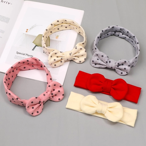 Fascia per Capelli con Fiocco in Cotone per Neonato Morbida Elastica a Pois Fascia Capelli per Bambina Accessori Foto Carina