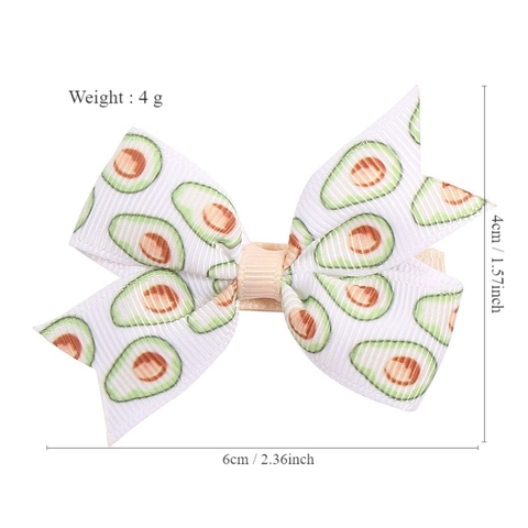 Cute Girls Pinwheel Butterfly Bow Hair Clip Tropical Fruit Printed Handmade Polyester Hair Accessory For Party Daily Use