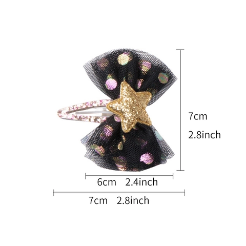 Fermagli per Capelli a Stella in Rete a Doppio Strato per Bambine Fiocco Glitter Fermagli BB Forcine Principessa Dolce Accessori Capelli