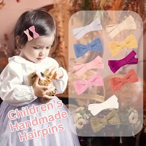 Korean Style Infant Toddler Bow Hair Clips For Girls Handmade Corduroy Ribbed Fabric Bowknot Barrettes Hair Accessories