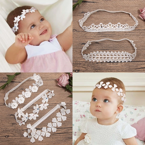 Fascia per Capelli in Pizzo per Neonati Corona a Fiori Fascia Elastica per Bambine Oggetti di Scena per Fotografia Battesimo Matrimonio Accessorio