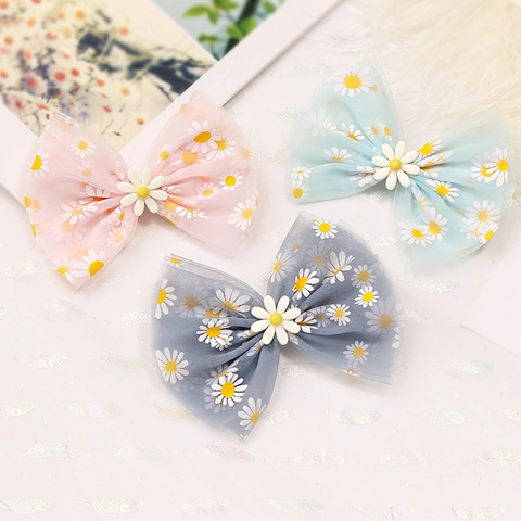 Barrettes à Cheveux en Maille pour Filles Noeud Marguerite Paillette Couronne Plume Tulle Accessoires de Coiffure Princesse Douce Cadeau