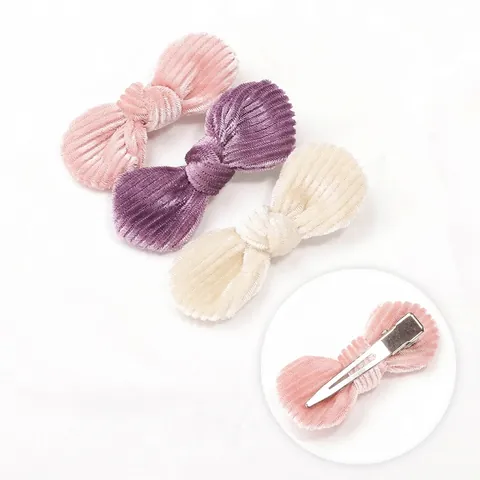 Sweet Corduroy Bow Hair Clips For Girls Toddlers Handmade Soft Fabric Hairpins Assorted Colors Accessories For Babies Women