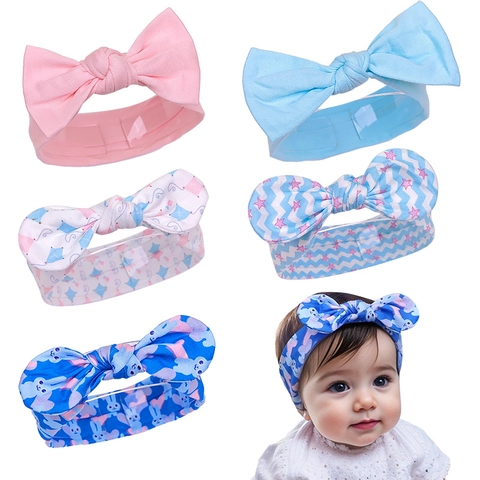 Baby Bow Headbands Soft Elastic Cotton Printed Rabbit Ear Hairbands For Newborn Infants Toddlers Sweet Hair Accessories