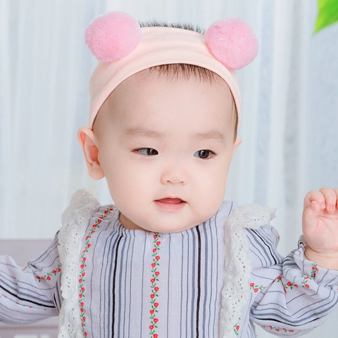 Baby Double Pom-Pom Knitted Headband Soft Solid Color Wide-Brim Infant Headwrap Hair Accessories For Toddler Girls