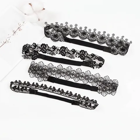 Fascia per Capelli in Pizzo Nero Traforato Ricamo Floreale Fatto a Mano Stile Etnico Accessori per Capelli Danza Latina Bambini Donna